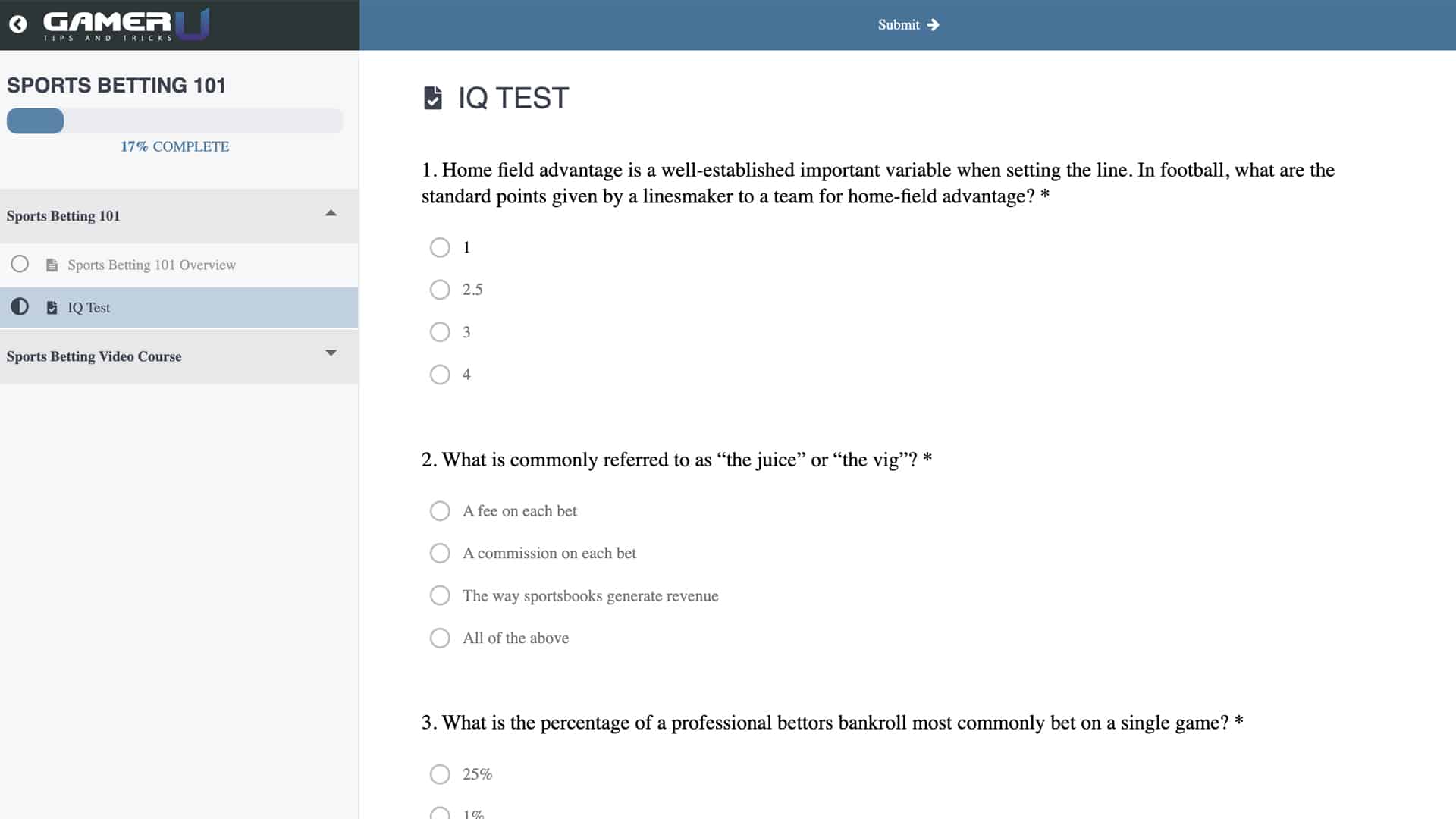 sports betting iq test example